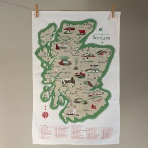 Golf Course of Scotland Teatowel - Made in the UK